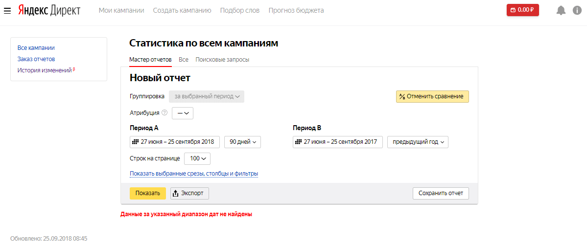Сравниваем два периода